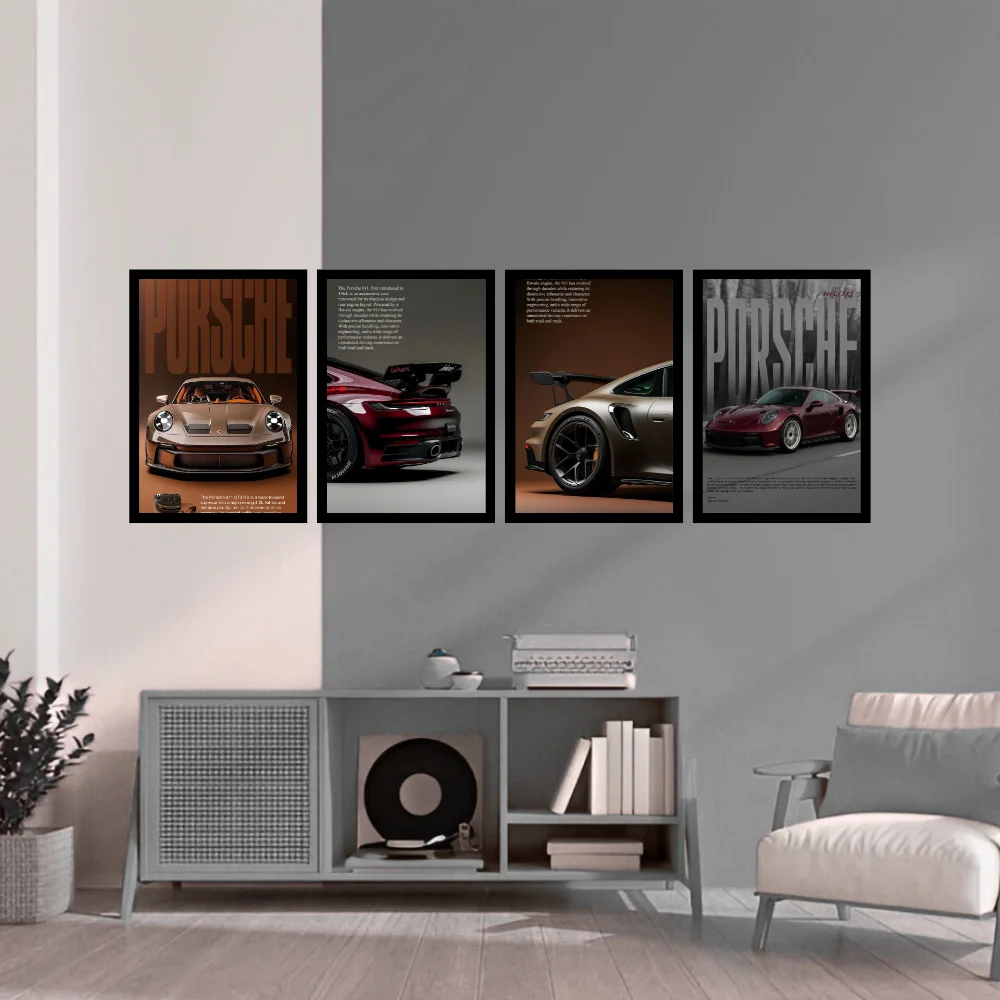 Djane Studio Supercars Wall Frame Set | Premium Wall Art for Living Room, Bedroom, Office & Gaming Room | Modern Home Décor | Pack of 4 | Size 12x8 Inch